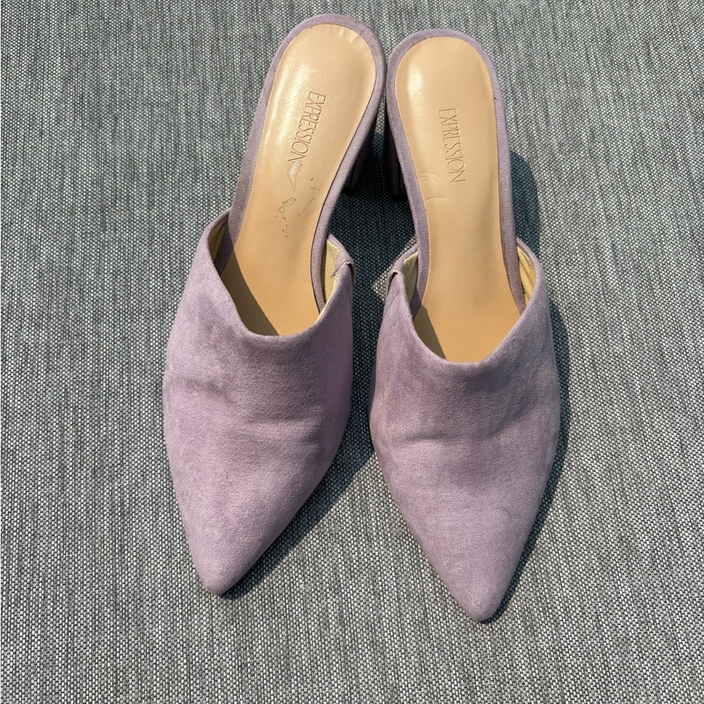 Expression purple faux suede mules - Picture 1 of 4